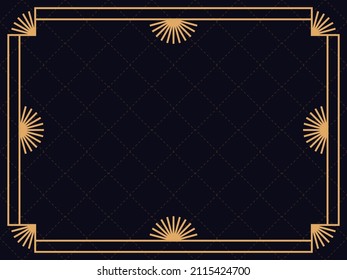 Art deco frame. Vintage linear border. Design a template for invitations, leaflets and greeting cards. The style of the 1920s - 1930s. Vector illustration