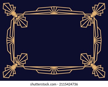Art-Deco-Rahmen. Vintage lineare Grenze. Entwerfen Sie eine Vorlage für Einladungen, Faltblätter und Grußkarten. Der Stil der 1920er bis 1930er Jahre. Vektorgrafik
