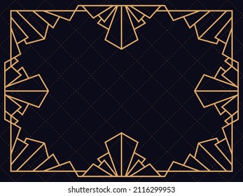 Art deco frame. Vintage linear border. Design a template for invitations, leaflets and greeting cards. The style of the 1920s - 1930s. Vector illustration