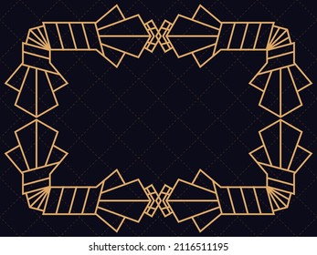 Art deco frame. Vintage linear border. Design a template for invitations, leaflets and greeting cards. The style of the 1920s - 1930s. Vector illustration
