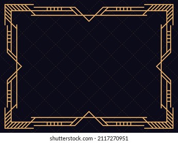 Marco Art Déco. Borde lineal vintage. Diseñar una plantilla para invitaciones, folletos y tarjetas de felicitación. El estilo de los años 20-30 Ilustración del vector