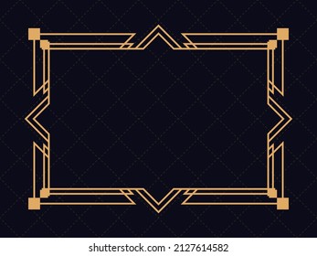 Marco Art Déco. Borde lineal vintage. Diseñar una plantilla para invitaciones, folletos y tarjetas de felicitación. Marco geométrico dorado. El estilo de los años 20-30 Ilustración del vector