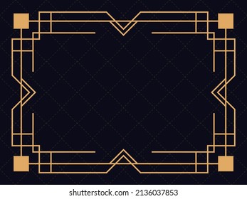 Marco Art Déco. Borde lineal vintage. Diseñar una plantilla para invitaciones, folletos y tarjetas de felicitación. Marco geométrico dorado. El estilo de los años 20-30 Ilustración del vector
