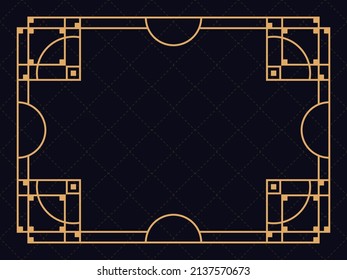 Art deco frame. Vintage linear border. Design a template for invitations, leaflets and greeting cards. Geometric golden frame. The style of the 1920s - 1930s. Vector illustration