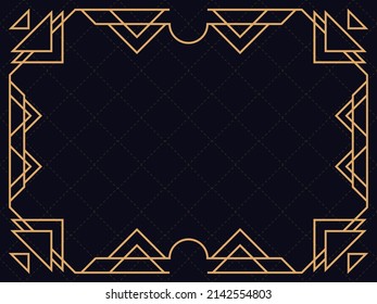 Marco Art Déco. Borde lineal vintage. Diseñar una plantilla para invitaciones, folletos y tarjetas de felicitación. Marco geométrico dorado. El estilo de los años 20-30 Ilustración del vector