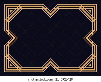 Art-Deco-Rahmen. Vintage lineare Grenze. Entwerfen Sie eine Vorlage für Einladungen, Faltblätter und Grußkarten. Geometrischer goldener Rahmen. Der Stil der 1920er bis 1930er Jahre. Vektorgrafik