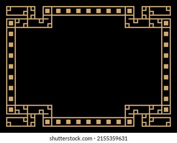 Art deco frame. Vintage linear border. Design a template for invitations, leaflets and greeting cards. Geometric golden frame. The style of the 1920s - 1930s. Vector illustration
