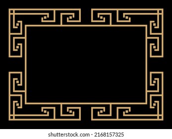 Art deco frame. Vintage linear border. Design a template for invitations, leaflets and greeting cards. Geometric golden frame. The style of the 1920s - 1930s. Vector illustration