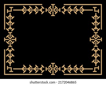Art deco frame. Vintage linear border. Design a template for invitations, leaflets and greeting cards. Geometric golden frame. The style of the 1920s - 1930s. Vector illustration