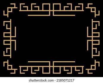 Art deco frame. Vintage linear border. Design a template for invitations, leaflets and greeting cards. Geometric golden frame. The style of the 1920s - 1930s. Vector illustration