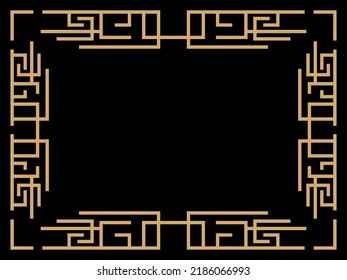 Art deco frame. Vintage linear border. Design a template for invitations, leaflets and greeting cards. Geometric golden frame. The style of the 1920s - 1930s. Vector illustration