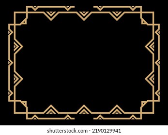 Art-Deco-Rahmen. Vintage lineare Grenze. Entwerfen Sie eine Vorlage für Einladungen, Faltblätter und Grußkarten. Geometrischer goldener Rahmen. Der Stil der 1920er bis 1930er Jahre. Vektorgrafik