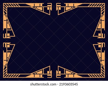 Marco Art Déco. Borde lineal vintage. Diseñar una plantilla para invitaciones, folletos y tarjetas de felicitación. Marco geométrico dorado. El estilo de los años 20-30 Ilustración del vector
