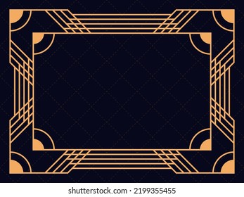 Art-Deco-Rahmen. Vintage lineare Grenze. Entwerfen Sie eine Vorlage für Einladungen, Faltblätter und Grußkarten. Geometrischer goldener Rahmen. Der Stil der 1920er bis 1930er Jahre. Vektorgrafik
