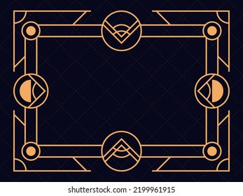 Art-Deco-Rahmen. Vintage lineare Grenze. Entwerfen Sie eine Vorlage für Einladungen, Faltblätter und Grußkarten. Geometrischer goldener Rahmen. Der Stil der 1920er bis 1930er Jahre. Vektorgrafik