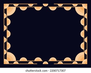 Art deco frame. Vintage linear border. Design a template for invitations, leaflets and greeting cards. Geometric golden frame. The style of the 1920s - 1930s. Vector illustration