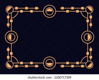 Art deco frame. Vintage linear border. Design a template for invitations, leaflets and greeting cards. Geometric golden frame. The style of the 1920s - 1930s. Vector illustration