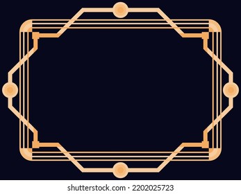 Art-Deco-Rahmen. Vintage lineare Grenze. Entwerfen Sie eine Vorlage für Einladungen, Faltblätter und Grußkarten. Geometrischer goldener Rahmen. Der Stil der 1920er bis 1930er Jahre. Vektorgrafik