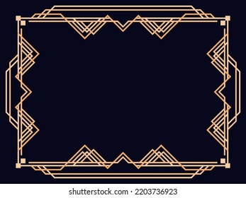 Marco Art Déco. Borde lineal vintage. Diseñar una plantilla para invitaciones, folletos y tarjetas de felicitación. Marco geométrico dorado. El estilo de los años 20-30 Ilustración del vector
