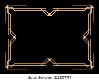 Art deco frame. Vintage linear border. Design a template for invitations, leaflets and greeting cards. Geometric golden frame. The style of the 1920s - 1930s. Vector illustration