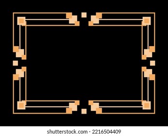 Art deco frame. Vintage linear border. Design a template for invitations, leaflets and greeting cards. Geometric golden frame. The style of the 1920s - 1930s. Vector illustration