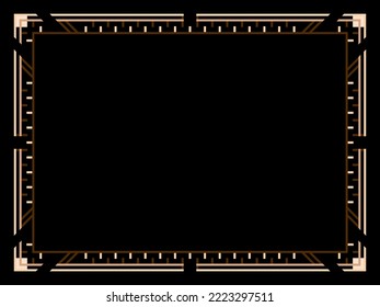 Art deco frame. Vintage linear border. Design a template for invitations, leaflets and greeting cards. Geometric golden frame. The style of the 1920s - 1930s. Vector illustration