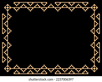 Art deco frame. Vintage linear border. Design a template for invitations, leaflets and greeting cards. Geometric golden frame. The style of the 1920s - 1930s. Vector illustration