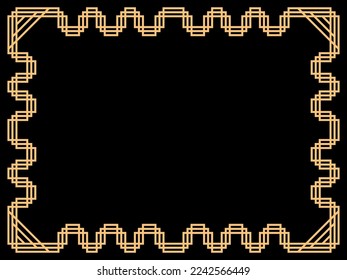 Art-Deco-Rahmen. Vintage lineare Grenze. Entwerfen Sie eine Vorlage für Einladungen, Faltblätter und Grußkarten. Geometrischer goldener Rahmen. Der Stil der 1920er bis 1930er Jahre. Vektorgrafik
