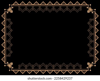 Marco Art Déco. Borde lineal vintage. Diseñar una plantilla para invitaciones, folletos y tarjetas de felicitación. Marco geométrico dorado. El estilo de los años 20-30 Ilustración del vector