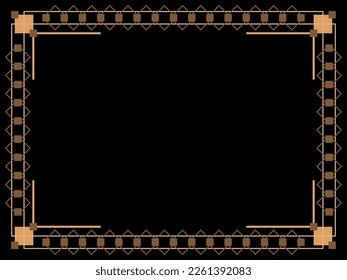 Marco Art Déco. Borde lineal vintage. Diseñar una plantilla para invitaciones, folletos y tarjetas de felicitación. Marco geométrico dorado. El estilo de los años 20-30 Ilustración del vector