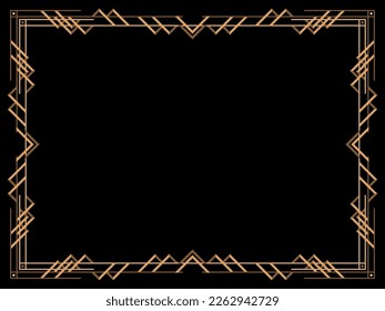 Marco Art Déco. Borde lineal vintage. Diseñar una plantilla para invitaciones, folletos y tarjetas de felicitación. Marco geométrico dorado. El estilo de los años 20-30 Ilustración del vector