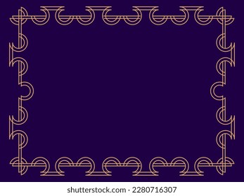 Art deco frame. Vintage linear border. Design a template for invitations, leaflets and greeting cards. Geometric golden frame. The style of the 1920s - 1930s. Vector illustration