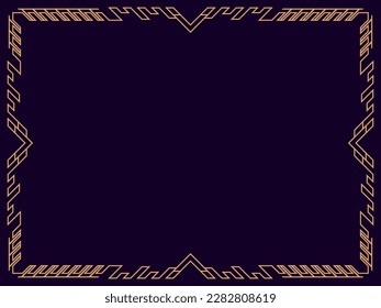 Art deco frame. Vintage linear border. Design a template for invitations, leaflets and greeting cards. Geometric golden frame. The style of the 1920s - 1930s. Vector illustration