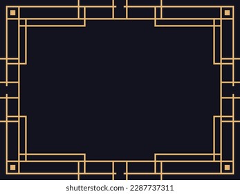 Art deco frame. Vintage linear border. Design a template for invitations, leaflets and greeting cards. The style of the 1920s - 1930s. Vector illustration