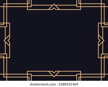 Art deco frame. Vintage linear border. Design a template for invitations, leaflets and greeting cards. The style of the 1920s - 1930s. Vector illustration