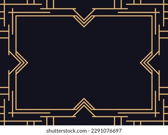 Art deco frame. Vintage linear border. Design a template for invitations, leaflets and greeting cards. The style of the 1920s - 1930s. Vector illustration