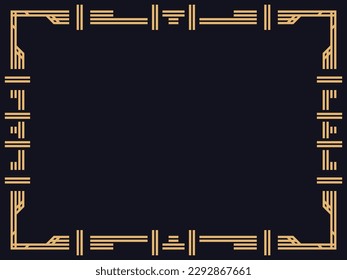 Art deco frame. Vintage linear border. Design a template for invitations, leaflets and greeting cards. The style of the 1920s - 1930s. Vector illustration