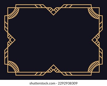 Art deco frame. Vintage linear border. Design a template for invitations, leaflets and greeting cards. The style of the 1920s - 1930s. Vector illustration