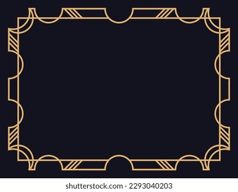 Art deco frame. Vintage linear border. Design a template for invitations, leaflets and greeting cards. The style of the 1920s - 1930s. Vector illustration