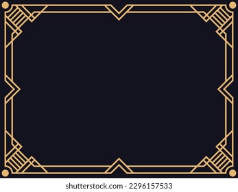 Art deco frame. Vintage linear border. Design a template for invitations, leaflets and greeting cards. The style of the 1920s - 1930s. Vector illustration