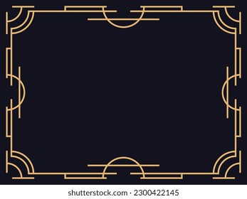 Art deco frame. Vintage linear border. Design a template for invitations, leaflets and greeting cards. The style of the 1920s - 1930s. Vector illustration