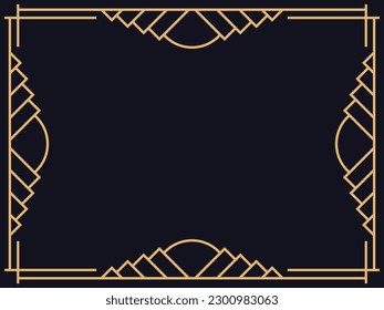 Art deco frame. Vintage linear border. Design a template for invitations, leaflets and greeting cards. The style of the 1920s - 1930s. Vector illustration