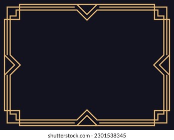 Art deco frame. Vintage linear border. Design a template for invitations, leaflets and greeting cards. The style of the 1920s - 1930s. Vector illustration