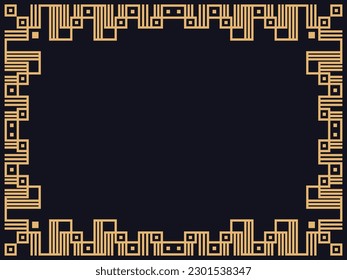 Art deco frame. Vintage linear border. Design a template for invitations, leaflets and greeting cards. The style of the 1920s - 1930s. Vector illustration