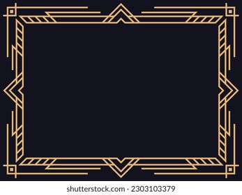 Art deco frame. Vintage linear border. Design a template for invitations, leaflets and greeting cards. The style of the 1920s - 1930s. Vector illustration