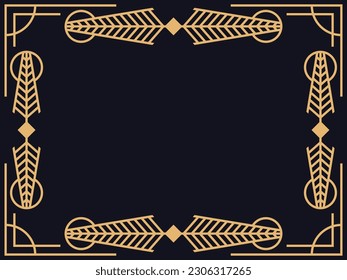 Marco Art Déco. Borde lineal vintage. Diseñar una plantilla para invitaciones, folletos y tarjetas de felicitación. El estilo de los años 20-30 Ilustración del vector