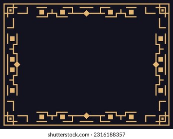 Marco Art Déco. Borde lineal vintage. Diseñar una plantilla para invitaciones, folletos y tarjetas de felicitación. El estilo de los años 20-30 Ilustración del vector