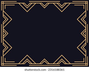 Art deco frame. Vintage linear border. Design a template for invitations, leaflets and greeting cards. The style of the 1920s - 1930s. Vector illustration