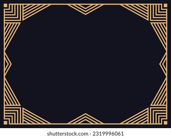 Marco Art Déco. Borde lineal vintage. Diseñar una plantilla para invitaciones, folletos y tarjetas de felicitación. El estilo de los años 20-30 Ilustración del vector