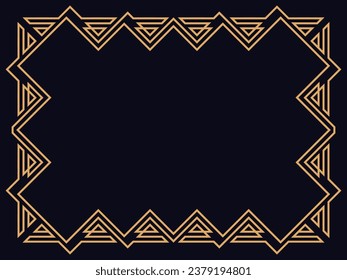 Marco Art Déco. Borde lineal vintage. Diseñar una plantilla para invitaciones, folletos y tarjetas de felicitación. Marco geométrico dorado. El estilo de los años 20-30 Ilustración del vector